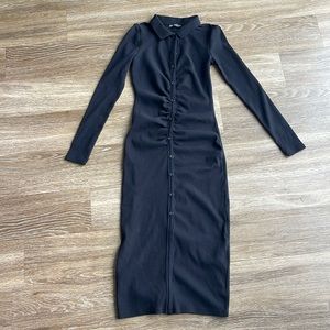 Ruched Button Down Zara Midi Dress